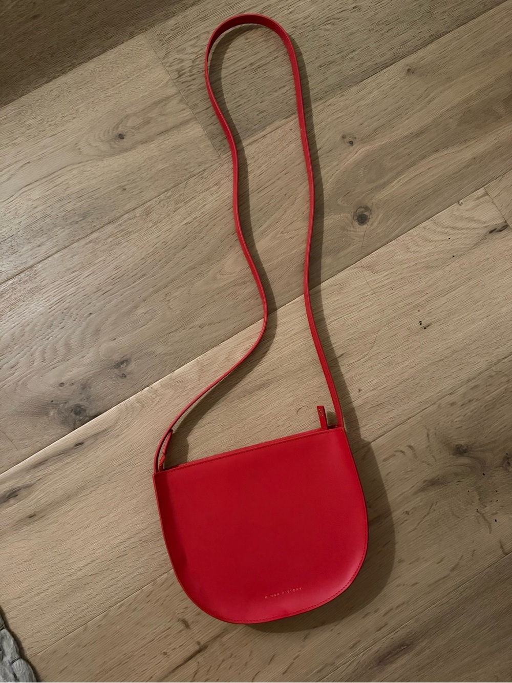 Sleek Red Crossbody Saddle Bag - Everyday Minimalist Purse